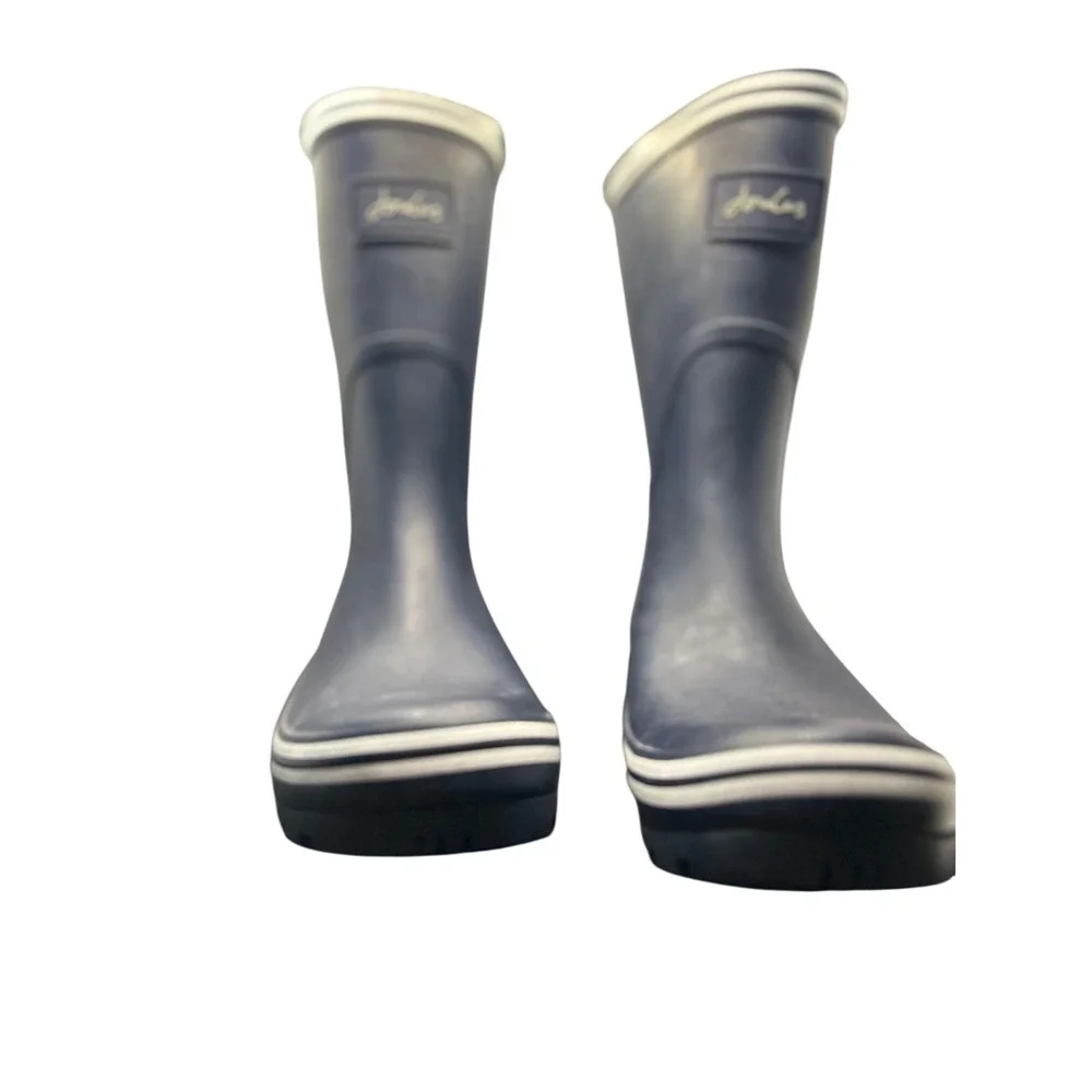Joules Coastal Rain Boots‎ Size US 6 UK 4 EU 37 Blue White Stripe Kids Wellies